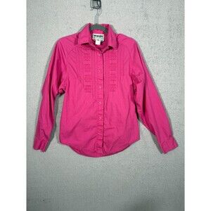 Wrangler Womens Western Button Up L Shirt Vintage Embroidered Long Sleeve Pink